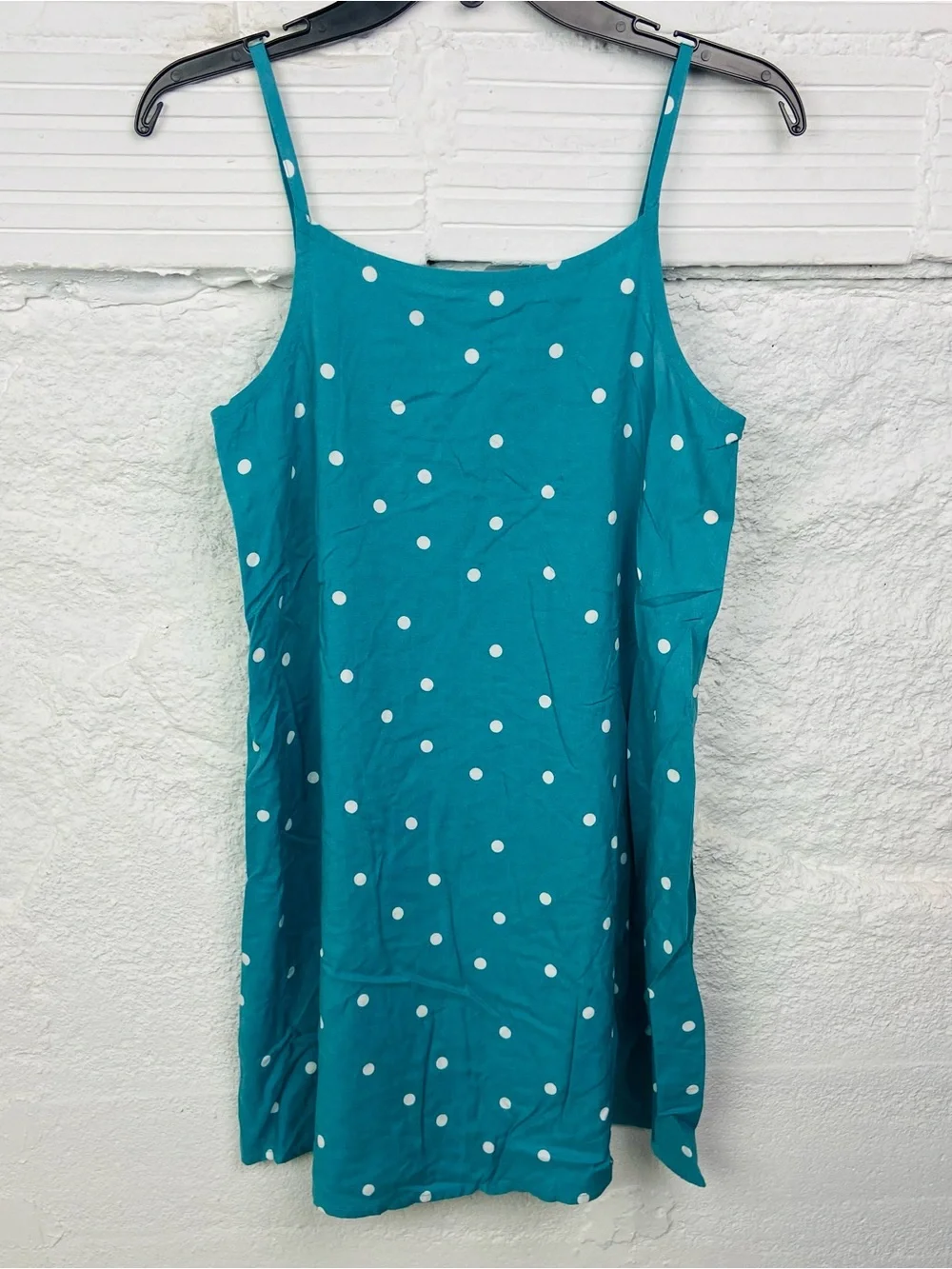 NWT Cat & Jack Teal Polka Dot spaghetti strap Kids Casual Dress size XL 14
